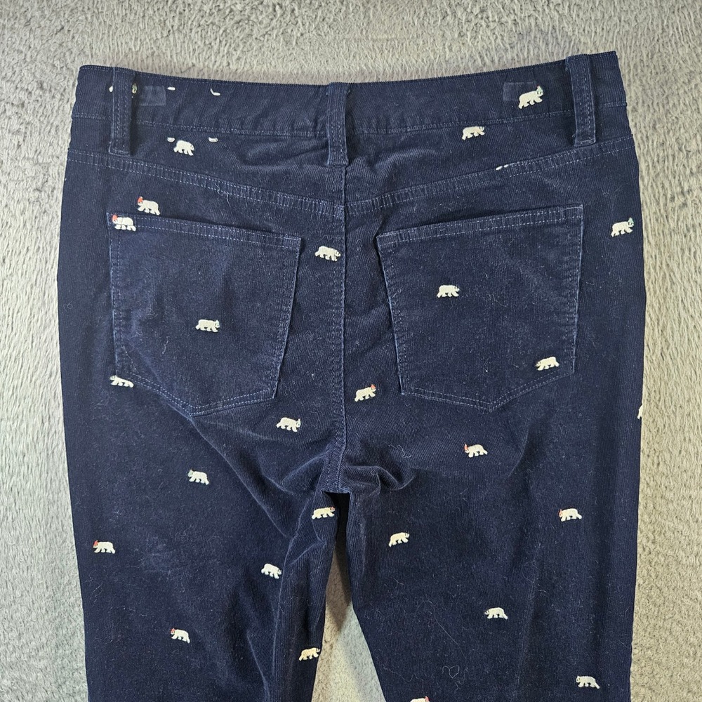 Talbots Corduroy Straight Leg Pants Navy Blue Polar Bear Embroidered Size 6P - Picture 8 of 11